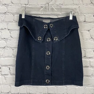 Finders Keepers Foldover Denim Mini Skirt Button Front Dark Wash Womens Size S - Picture 1 of 5