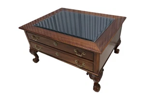 Vintage Chippendale Mahogany Display Coffee Table Ball & Claw Feet - Picture 1 of 12