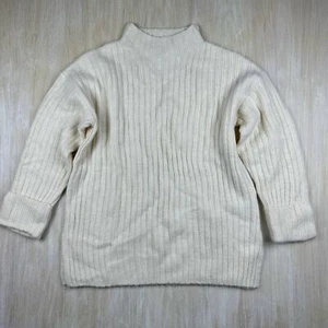 NWT Old Navy Ivory Pearl Mock Neck Rib Knit Tunic Cozy Casual Sweater Medium - Picture 1 of 15