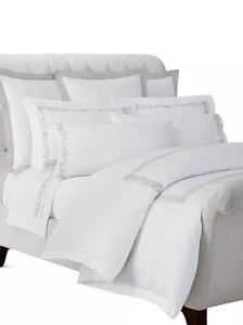 Ralph Lauren Eloise Queen Duvet Cover, True Platinum from Embroidery Cotton D... - Picture 1 of 5