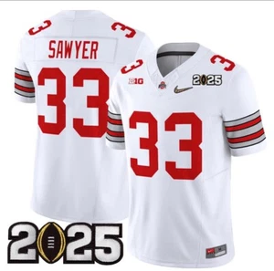 Men’s Jack Sawyer Ohio State Natty Jersey Buckeye stitched #33 White Away - Picture 1 of 1