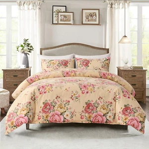 Vintage Floral Comforter Set King Garden Yellow Flower Duvet Cover 104"X - Picture 1 of 11