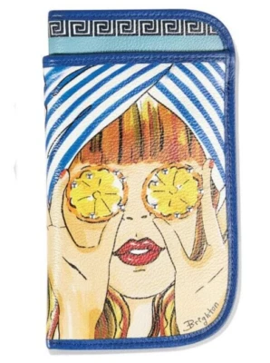 NUEVO CON ETIQUETAS Estuche para Gafas de Sol Brighton Fashionista SANTORINI Cuero Doble $95 Foto 1 de 3