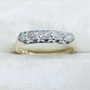 0.05 Ct 14k Yellow Gold Diamond Anniversary Engagement Wedding Ring Band Size 7 - Picture 1 of 9
