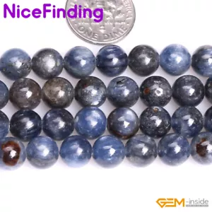 Cuentas redondas de cuarzo azul cianita natural para hacer joyas hebra a granel - Imagen 1 de 38