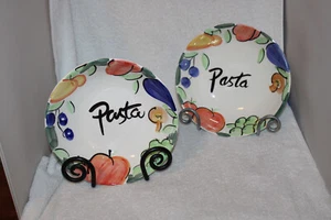 Alfresco by Bella Ceramica Lot of 2 Pasta Bowls, Fruit Design, Contemporary - Picture 1 of 5