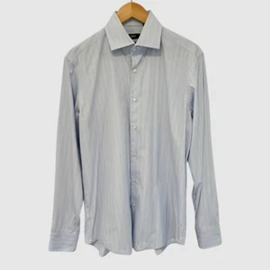 Camisa para hombre Boss Hugo Boss azul a rayas manga larga calce regular 41/16 ($158) - Imagen 1 de 9