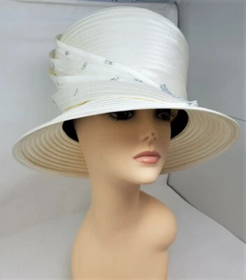 Cubo Cristal Arco Cinta Kentucky Derby Boda Sombrero Iglesia Ala Ancha Elegante Foto 1 de 2