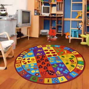 Kids ABC Educational Alphabet Letter Numbers Anti Skid Round Area Rug - 740 - Picture 1 of 9