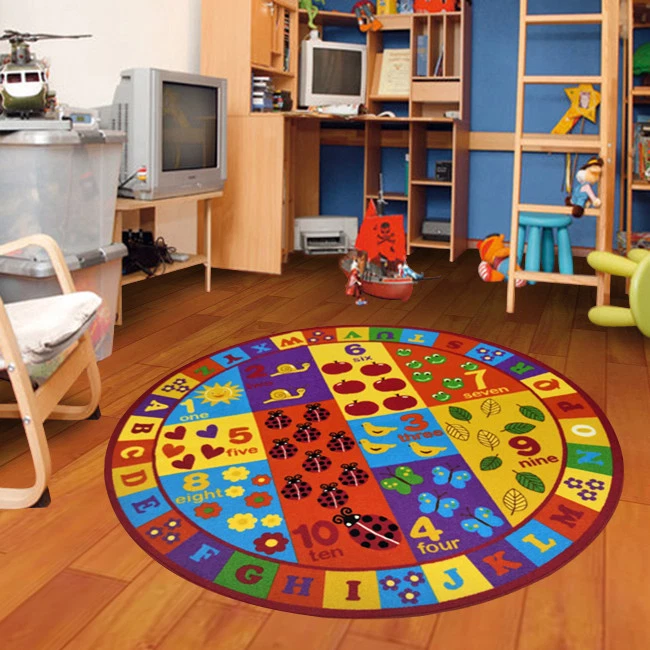 Kids ABC Educational Alphabet Letter Numbers Anti Skid Round Area Rug - 740 - Image 1 of 4