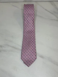 Lauren Ralph Lauren classic preppy pink/grey paisley skinny 100% silk necktie - Picture 1 of 3