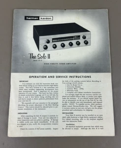 HARMAN KARDON THE SOLO II TUNER-AMPLIFIER OPERATION SERVICE INSTRUCTIONS D-1302 - Picture 1 of 3