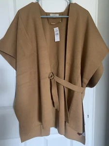 Ann Taylor Loft Womans Tie Wrap Tan Vest Small Sleeveless Front Buckle - Picture 1 of 14