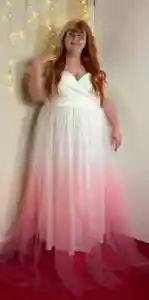 XPLUSWEAR BEAUTIFUL WHITE LONG EVENING EVENT DRESS WITH PINK TULLE SIZE 3XL - Picture 1 of 5