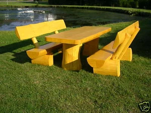 Massive Holzgarnitur,Sitzgruppe,Gartengarnitur,Rustikal, neu,Gartenbank,Sitzbank - Bild 1 von 12