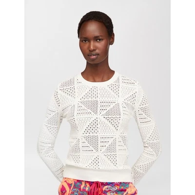 Chloe 100% Cotton Milk Pointelle Stitch Open Knit Sweater Size XS - Image 1 of 4