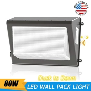 LED Warehouses Wall Pack Light 80W AC 100-277V Dusk to Dawn Commercial Lighting - Picture 1 of 13