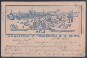 74423) Postal rara saludo de Mannheim Verband-Schiessen 1896 - Imagen 1 de 2