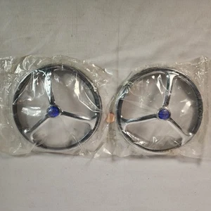 Pair 7 Inch Headlight Covers Lucas Style Tri Bar Blue Dot - Picture 1 of 5