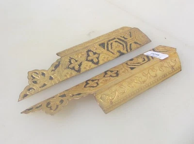 Antique Brass Furniture Mounts Hardware Old Antique Church Gilt Etched 1913 - Image 1 of 4