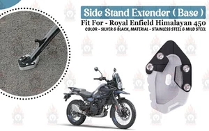 Extensor de soporte lateral plateado y negro "(base) apto para Royal Enfield Himalayan 450" - Imagen 1 de 7