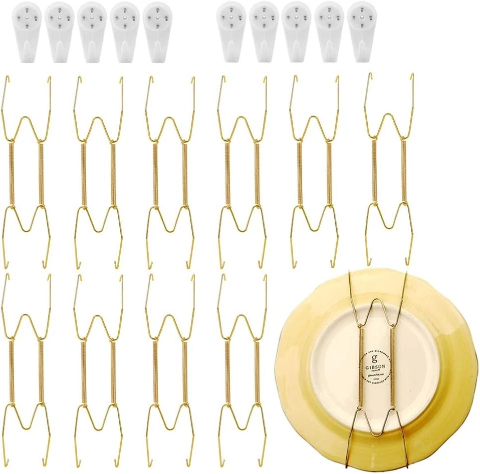 Sospiro 10 Pack Stainless Steel Plate Hangers for Walls Compatible Decorative