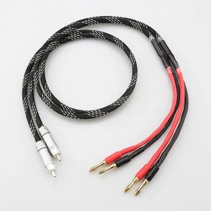 OFC Reines Kupfer Draht HiFi Audio Lautsprecherkabel RCA zu 2x Banana Stecker - Bild 1 von 13
