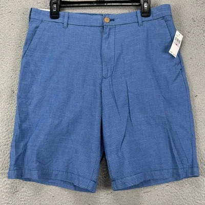 Pantalones Cortos Izod Agua Salada Caqui 32X9.5 Rayas Azules Chino Bolsillo Relajado Clásico NUEVO Foto 1 de 4