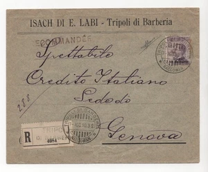 ITALIA LIBIA 1910 TRIPOLIDI BARBERIA CUBIERTA REGISTRADA FRANQUEADO SCOTT #10 FIRMADO - Imagen 1 de 2