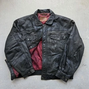 Vtg 90s Levis Leather Bomber Jacket Large Black US Air Force Liner Type 2 Flight - Picture 1 of 16