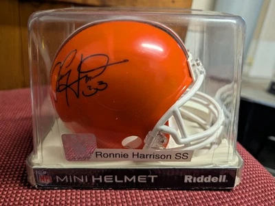 Mini casco firmado por Speed autografiado de los Cleveland Browns certificado de autenticidad Ronnie Harrison Foto 1 de 2