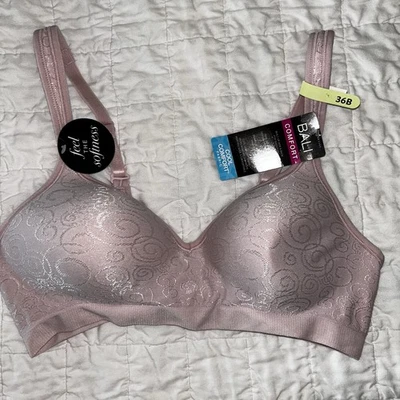 Nuevo Nuevo Sujetador Inalámbrico Bali Cool Comfort Talla 36B Rosa Suave Elástico Nuevo con Etiquetas Foto 1 de 3