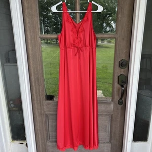 Vintage Shadow Line Women’s Sleeveless Red Nightgown With Lace Size Medium - Picture 1 of 13