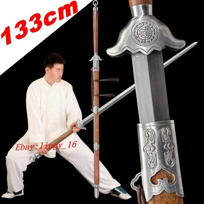 Tai Chi Two Handed Long Sword Sharp Folded Steel Chinese WUSHU Tai Ji Hard Jian - Image 1 of 4
