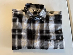 Vintage SOLO Shirt Mens XL Black 90s Plaid Button shirt Made In USA - Picture 1 of 11