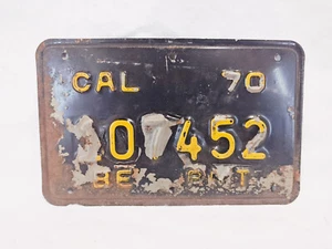 1970 California CA Motorcyle Board of Equalization Permit License Plate "BE PMT" - Picture 1 of 1