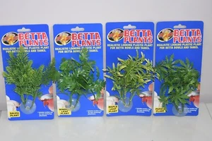 Aquarium Betta Small Plastic Plants x4 Salvia Window Maple Papaya Variety Pack 6 - Picture 1 of 1