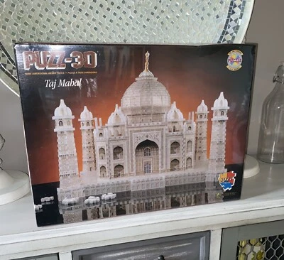 1995 Wrebbit Taj Mahal 1077 Piece 3D Jigsaw Puzzle No Color Factory Sealed - Image 1 of 4