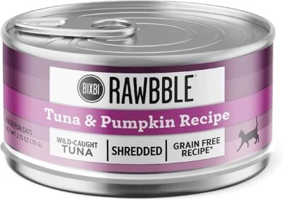 BIXBI-RAWBBLE BIXBI Rawbble Shredded Tuna & Pumpkin Recipe Cans – 2.75 Ounce Cans, Case of 24