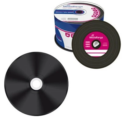 MR225 MediaRange 50 Vinyl Discs CD-R 80 Min 700MB CD Rohling Schwarz Black Discs