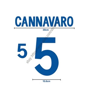 2002 Italy Away Name Set Cannavaro #5 Heat Transfer Patch Fan Made Name Set - Bild 1 von 2