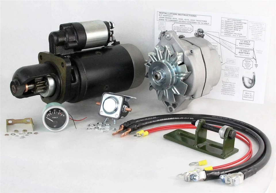 24 TO 12 VOLT ALTERNATOR AND STARTER KIT FITS JOHN DEERE TRACTOR 4020 TY16172 - Image 1 of 3