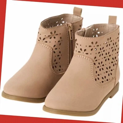 NWT Baby Girls 4 Gymboree WILDFLOWER WEEKEND TAN Faux Suede Zip ANKLE BOOTS  $40 - Image 1 of 2