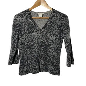 Tweeds Damen Kaschmir Pullover Größe L Gepardenmuster V-Ausschnitt 3/4 Arm Weihnachten - Bild 1 von 4