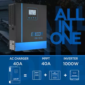EDECOA 1000W 12V Hybrid Inverter MPPT 40A PV 20-150VDC Solar Wechselrichter - Bild 1 von 11