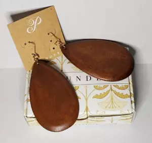 Pendientes Phyllis Diseño Plunder Lágrima Madera Marrón 4" Retirados ¡NUEVOS EN CAJA!! - Imagen 1 de 12