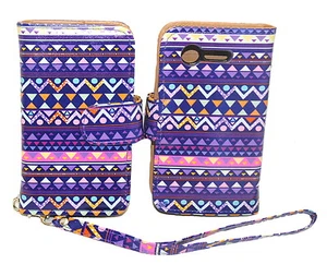 Stylish Tribal Wallet Leather Case for LG Optimus Fuel L34C / Zone 2 - Kickstand - Photo 1 sur 5