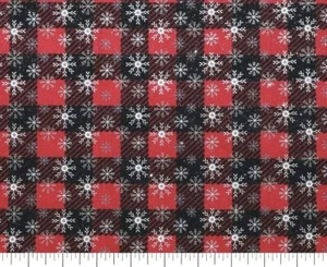 Tina Scrap 9"x21" Christmas Winter Snowflakes Red Black Plaid FABRIC COTTON - Picture 1 of 1