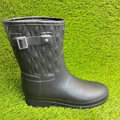 Botas de lluvia Hunter Refined cortas verticales acolchadas para mujer talla 9 negras para caminar Foto 1 de 4