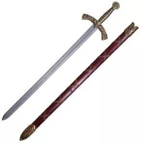 Denix Replica Templar Knight Sword 32" Stainless Steel Blade Brass Metal Guard - Picture 1 of 4